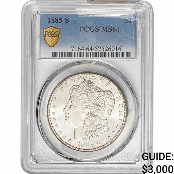 1885-S Morgan Silver Dollar PCGS MS64