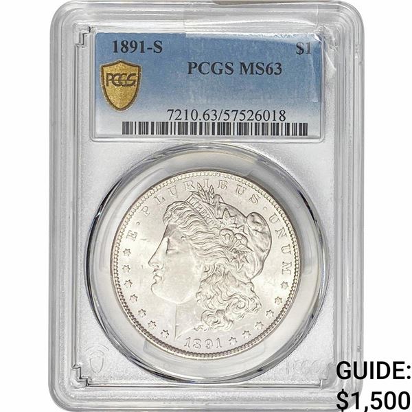 1891-S Morgan Silver Dollar PCGS MS63