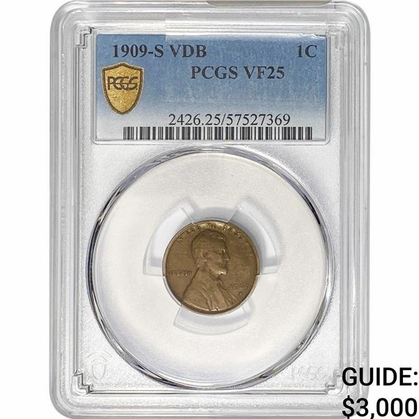 1909-S VDB Wheat Cent PCGS VF25