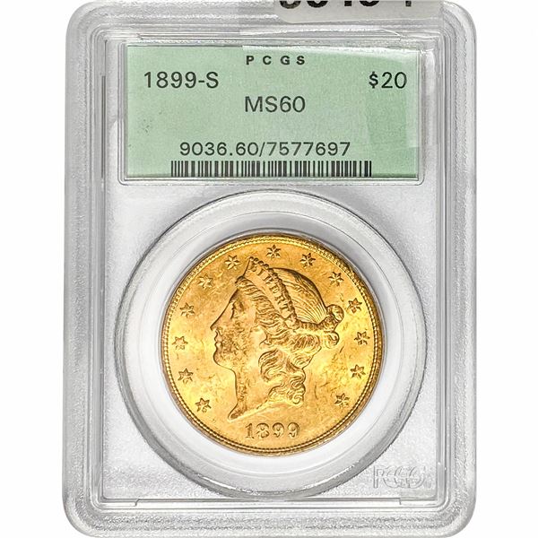 1899-S $20 Gold Double Eagle PCGS MS60