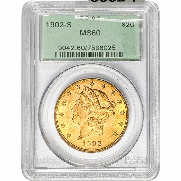 1902-S $20 Gold Double Eagle PCGS MS60