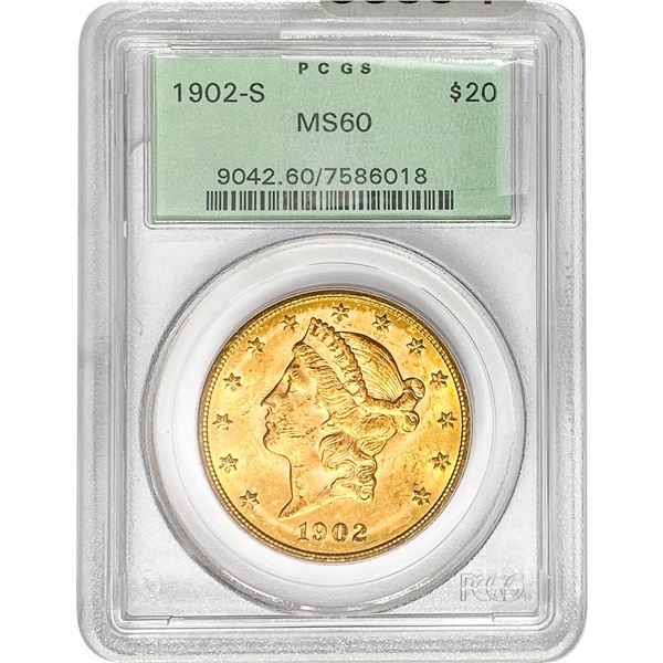 1902-S $20 Gold Double Eagle PCGS MS60