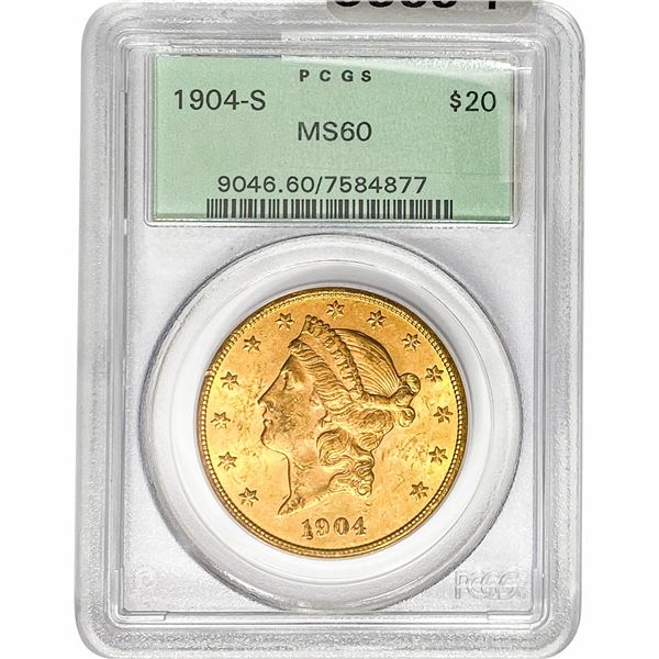 1904-S $20 Gold Double Eagle PCGS MS60