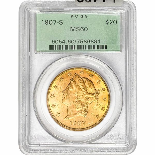 1907-S $20 Gold Double Eagle PCGS MS60