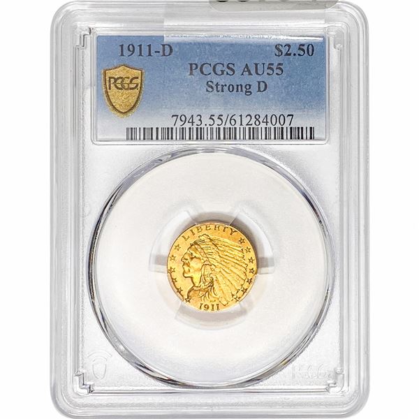 1911-D $2.50 Gold Quarter Eagle PCGS AU55