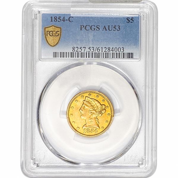 1854-C $5 Gold Half Eagle PCGS AU53