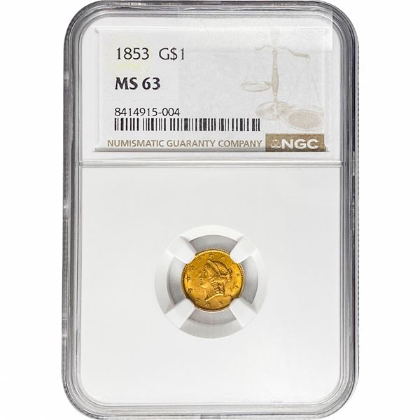1853 Rare Gold Dollar NGC MS63