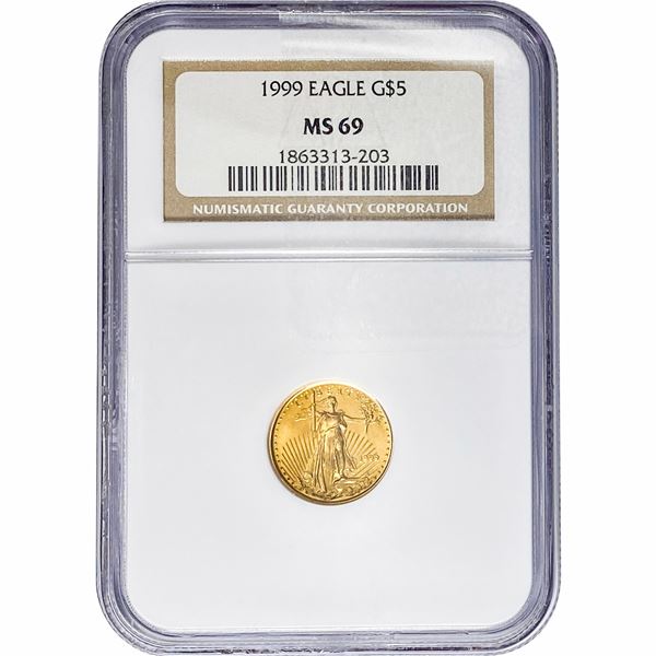 1999 1/10oz $5 Gold Eagle NGC MS69
