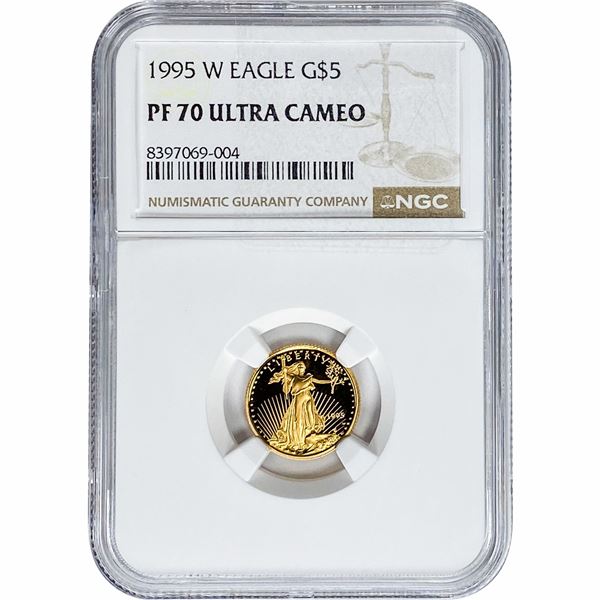 1995-W 1/10oz $5 Gold Eagle NGC PF70 Ultra Cameo