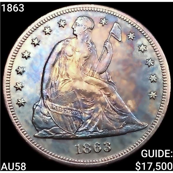 1863 Seated Liberty Dollar CHOICE AU