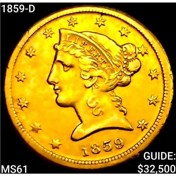 1859-D $5 Gold Half Eagle UNCIRCULATED