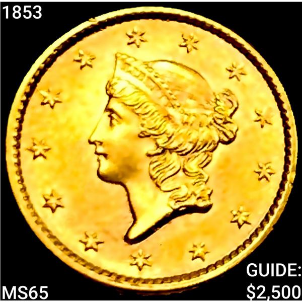 1853 Rare Gold Dollar GEM BU