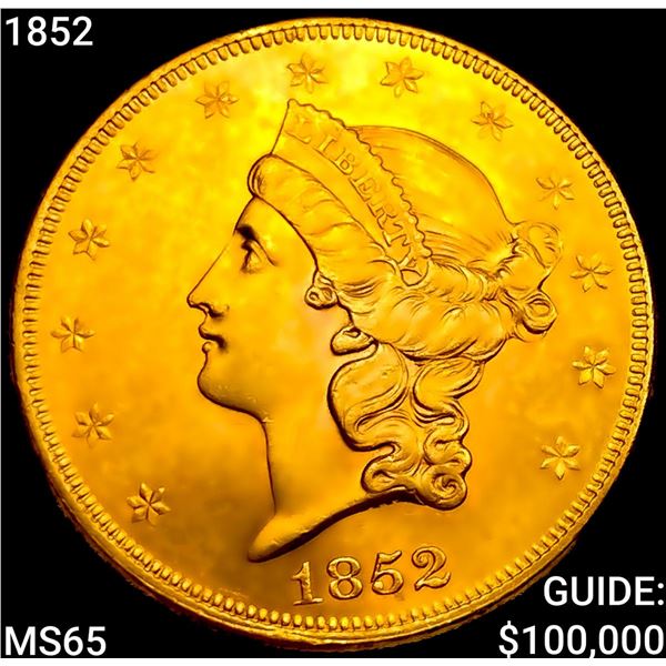 1852 $20 Gold Double Eagle GEM BU
