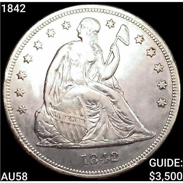 1842 Seated Liberty Dollar CHOICE AU