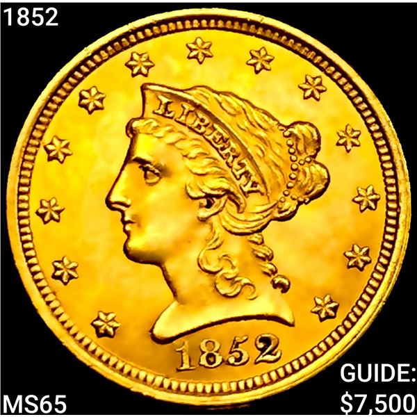 1852 $2.50 Gold Quarter Eagle GEM BU