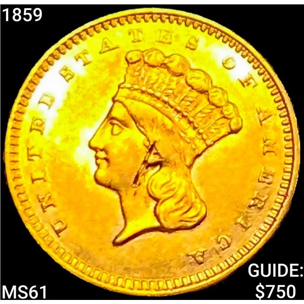 1859 Rare Gold Dollar UNCIRCULATED