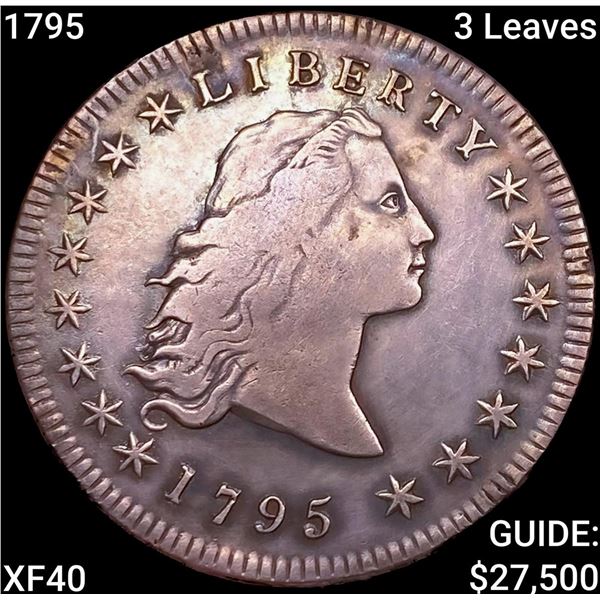 1795 3 Leaves Flowing Hair Dollar NEARLY UNCIRCULATED