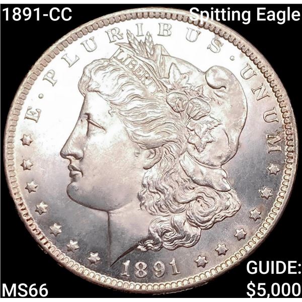 1891-CC Spitting Eagle Morgan Silver Dollar GEM BU