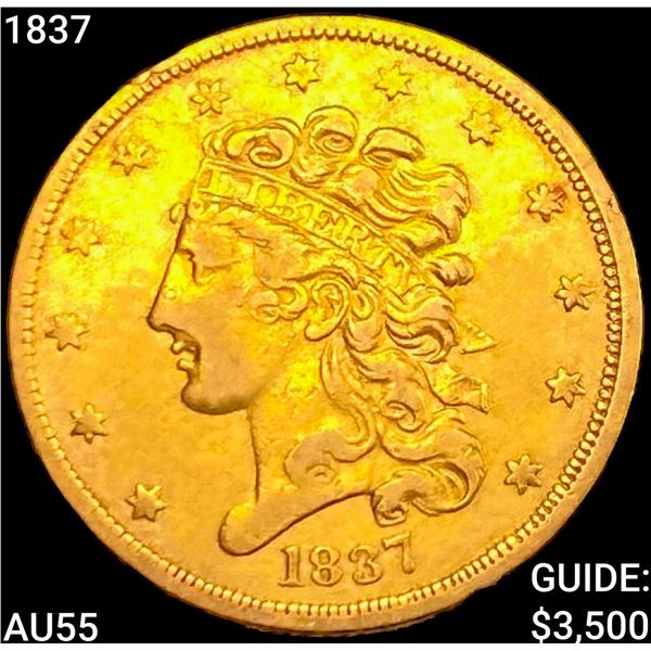 1837 $5 Gold Half Eagle