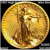 Image 1 : 1907 High Relief Wire Rim $20 Gold Double Eagle UNCIRCULATED