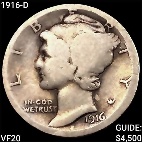 1916-D Mercury Dime LIGHTLY CIRCULATED
