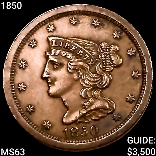 1850 Braided Hair Half Cent CHOICE BU