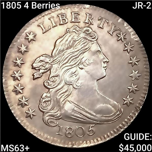 1805 4 Berries JR-2 Draped Bust Dime CHOICE BU+