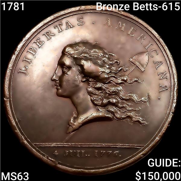 1781 Bronze Betts-615 Libertas Americana CHOICE BU