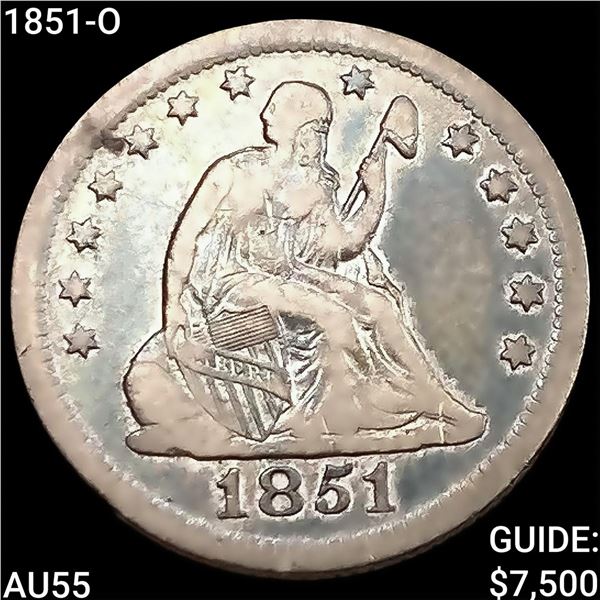 1851-O Seated Liberty Quarter HIGH GRADE