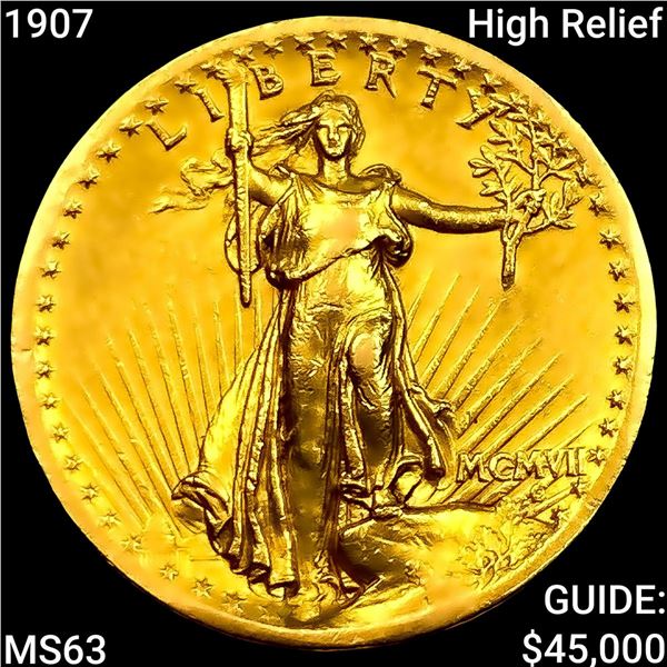 1907 High Relief $20 Gold Double Eagle CHOICE BU