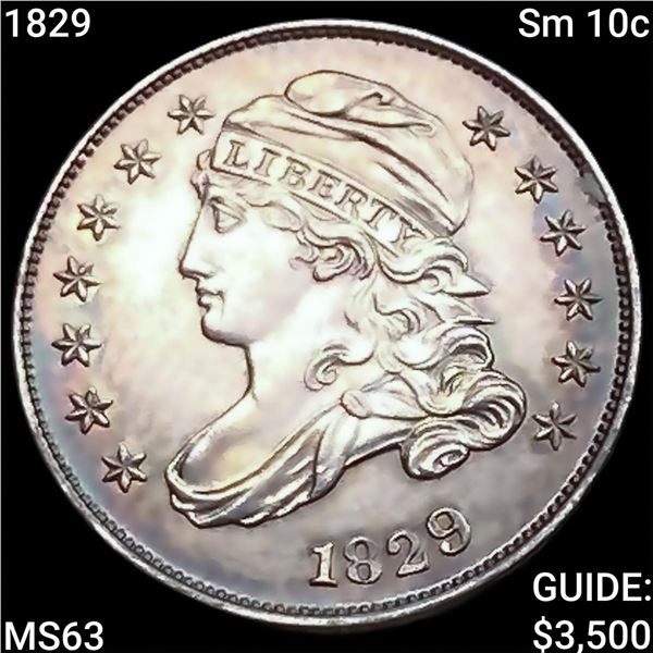 1829 Sm 10c Capped Bust Dime CHOICE BU