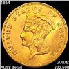 1864 $3 Gold Piece CHOICE AU