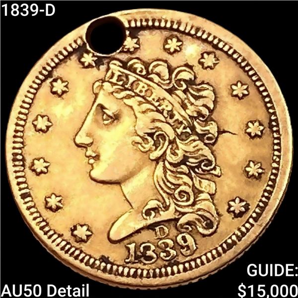 1839-D $2.50 Gold Quarter Eagle CLOSELY UNCIRCULATED