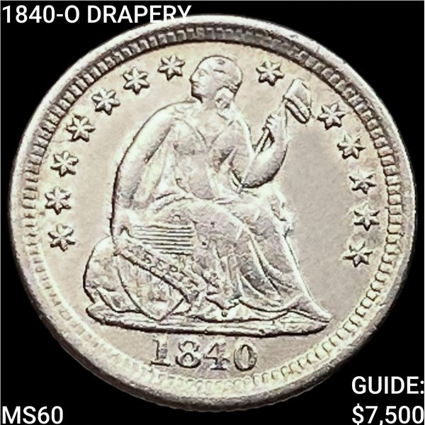 1840-O DRAPERY Seated Liberty Half Dime UNCIRCULATED