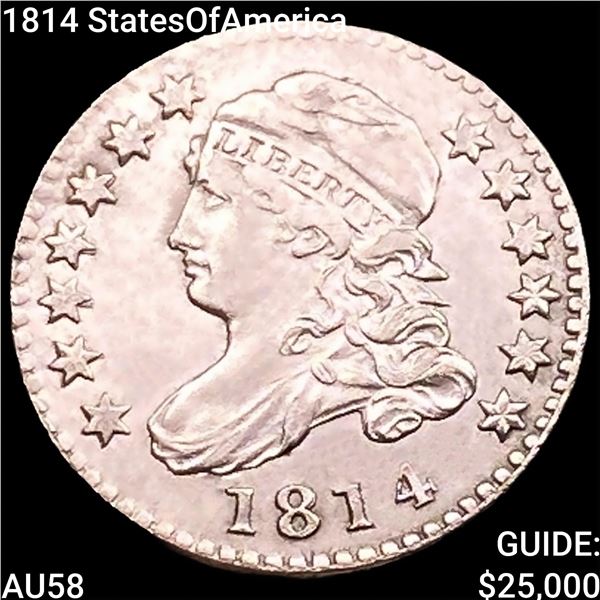 1814 StatesOfAmerica Capped Bust Dime CHOICE AU