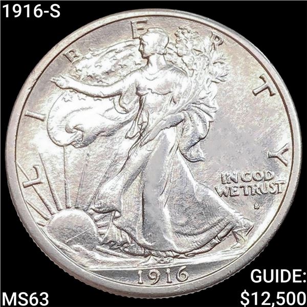 1916-S Walking Liberty Half Dollar CHOICE BU