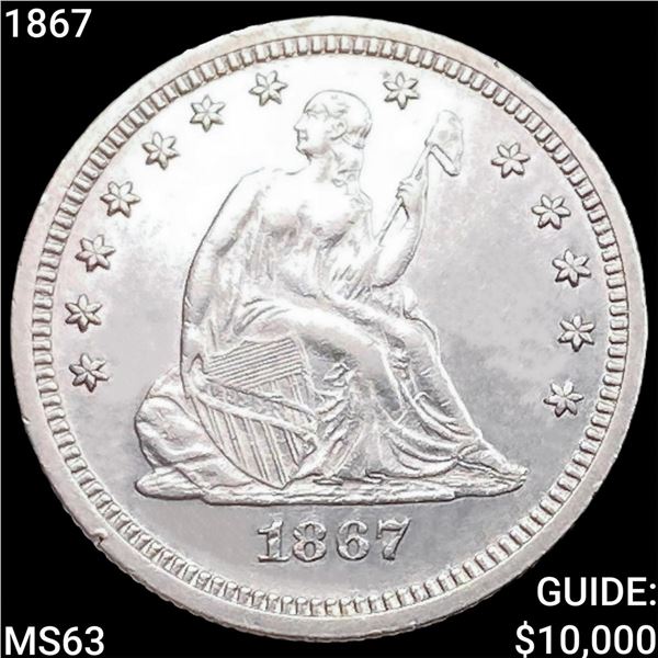 1867 Seated Liberty Quarter CHOICE BU