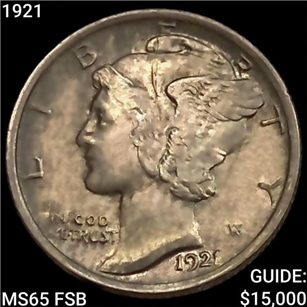 1921 Mercury Dime GEM BU FSB