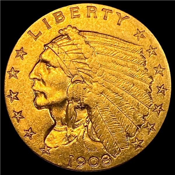 1908 Indian Head $2.5 Gold Quarter Eagle CLOSELY UNCIRCULATED