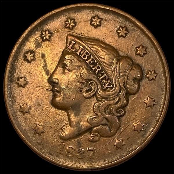 1837 Coronet Head Large Cent NEARLY UNCIRCULATED