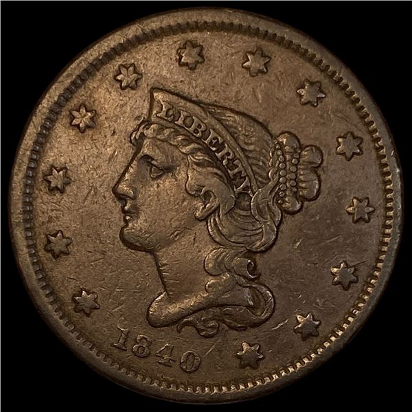 1840 Braided Hair Large Cent NEARLY UNCIRCULATED