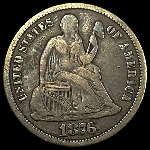 1876-CC Silver Seated Liberty Dime LIGHTLY CIRCULATED