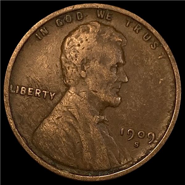 1909-S Lincoln Wheat Cent LIGHTLY CIRCULATED
