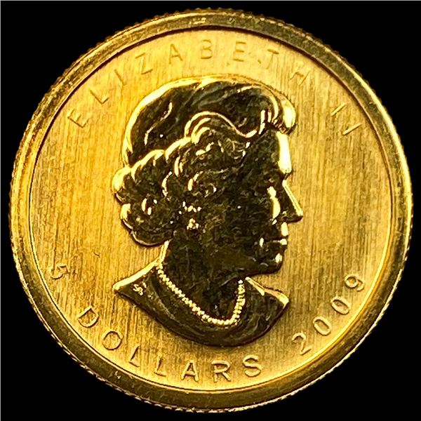 2009 1/10 oz Gold Canadian Maple Leaf $5 SUPERB GEM BU