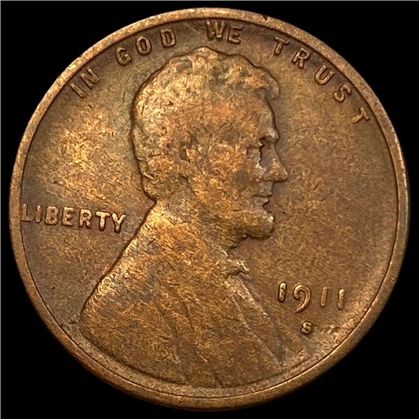 1911-S Lincoln Wheat Cent LIGHTLY CIRCULATED