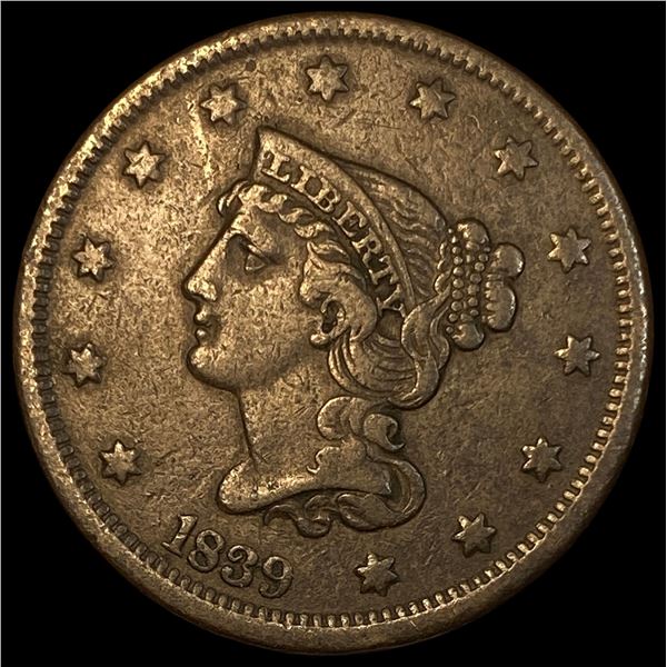 1839 Braided Hair Large Cent NEARLY UNCIRCULATED