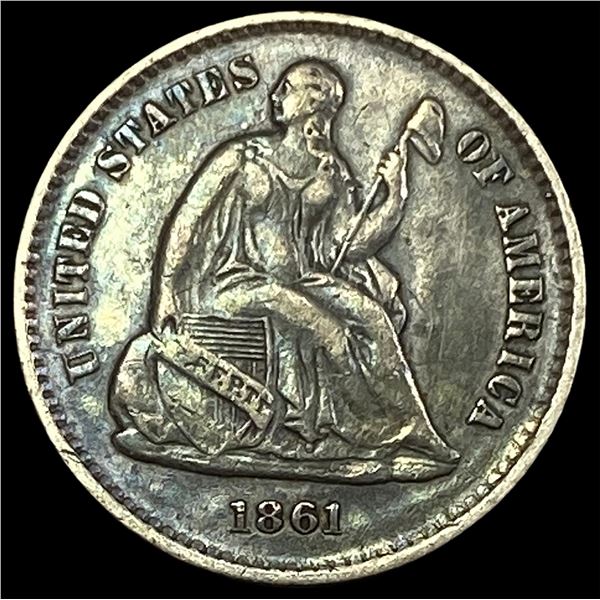 1861-O Silver Half Dime NEARLY UNCIRCULATED