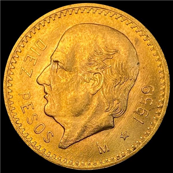 1959 Mexico Gold 10 Pesos CHOICE BU
