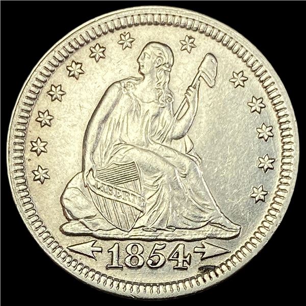1854 Arrows Seated Liberty Quarter CHOICE AU