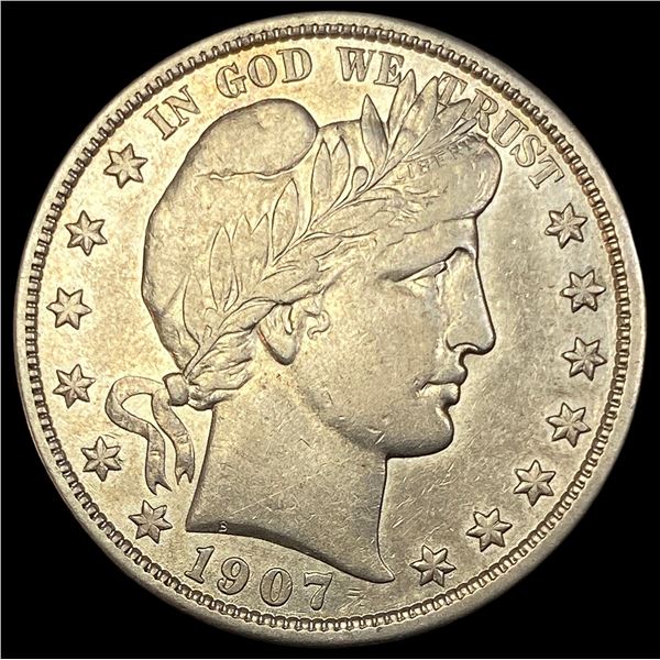 1907-S Silver Barber Half Dollar CLOSELY UNCIRCULATED